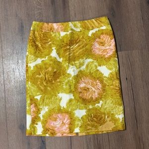 Talbots Floral Pencil Skirt - Yellow and Pink